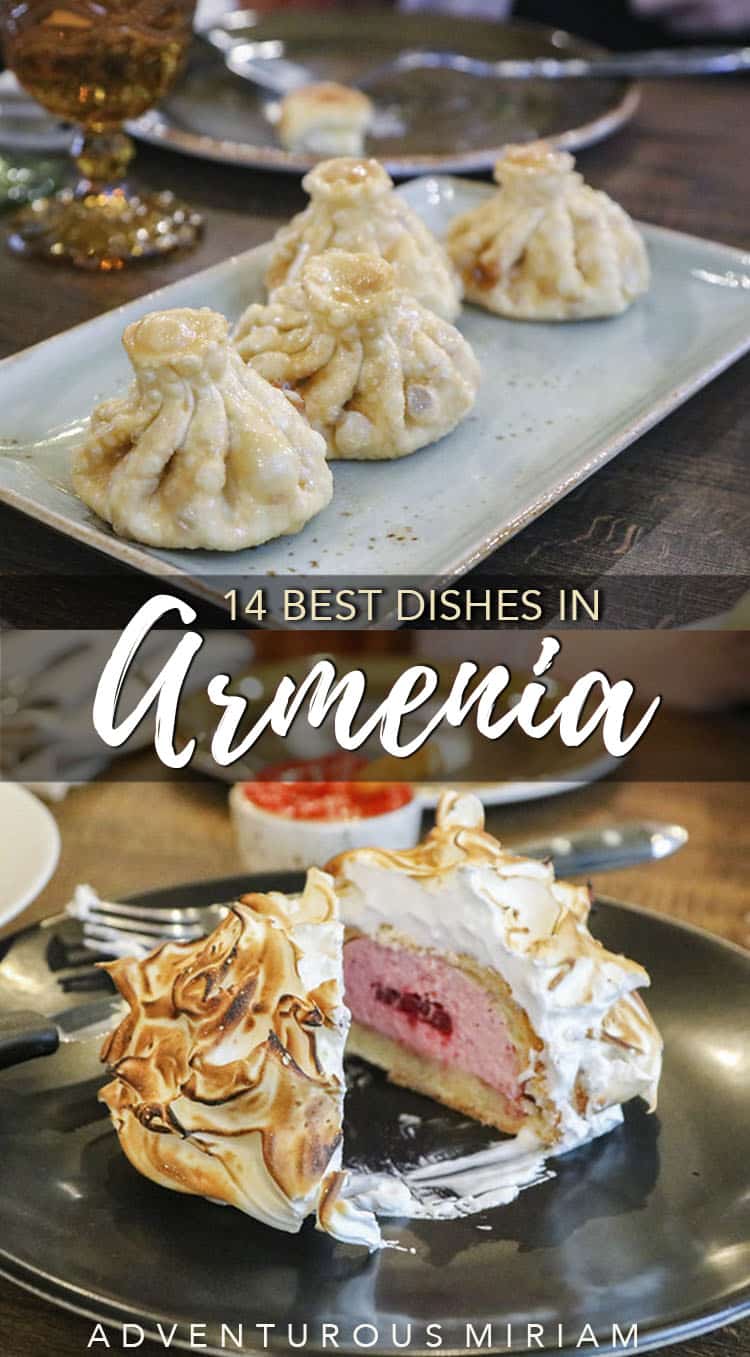 Armenian Food Guide I Are you wondering what to eat in Armenia? You've probably heard about khinkali (dumplings) and maybe even their famous lavash (bread), but there's so much more delicious Armenian food to try! Here are 14 traditional Armenian dishes to eat in Armenia. You'll find most of these dishes in big cities like Yerevan, but some are regional dishes. Also learn tips to find authentic Armenian food on your visit to Armenia. This is the perfect Armenia food guide for traveling foodies. #caucasus #food #foodguide #armenia #yerevan