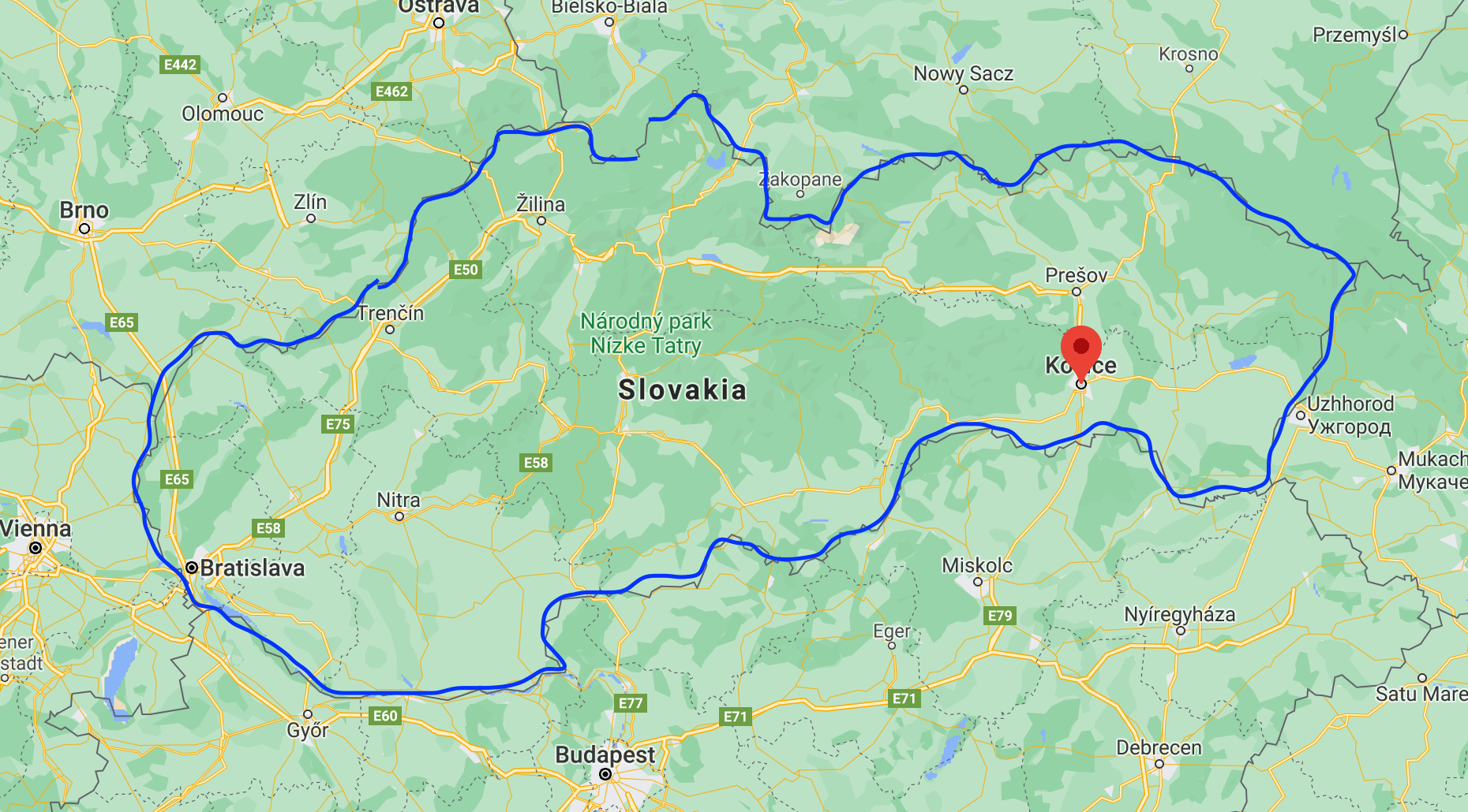 Kosice map