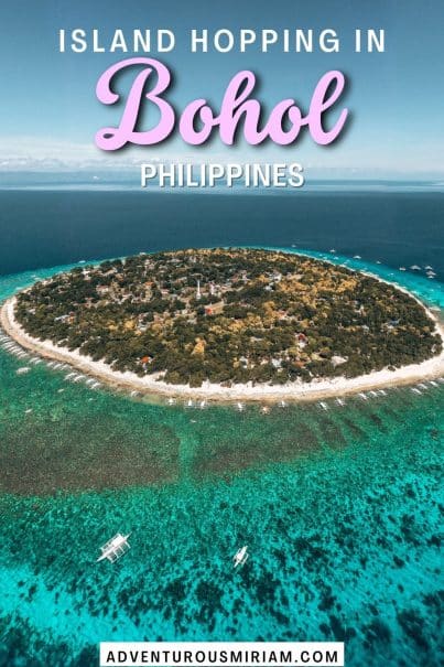 Island hopping Bohol is one of the best things to do in Panglao. Here's how to swim with sea turtles, see dolphins and tropical islands. #bohol #islandhopping #philippines